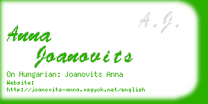 anna joanovits business card